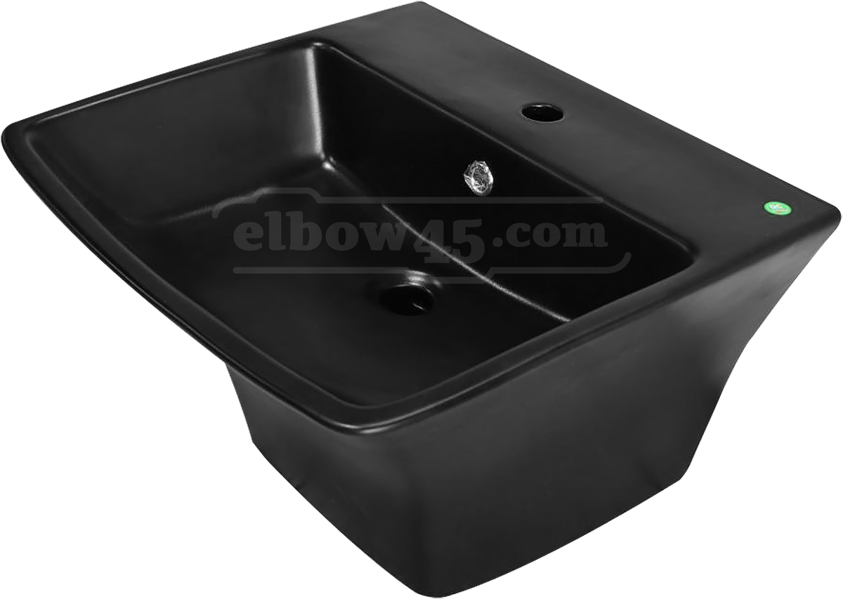 wall hung sink matt black vitreous china