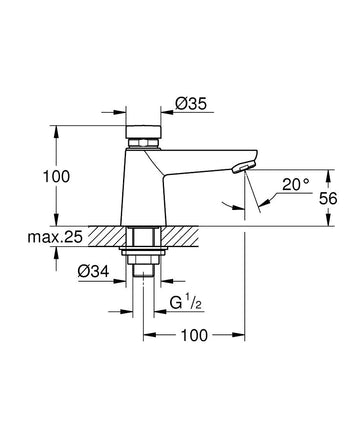 Euroeco Cosmopolitan T Self-closing pillar tap GROHE