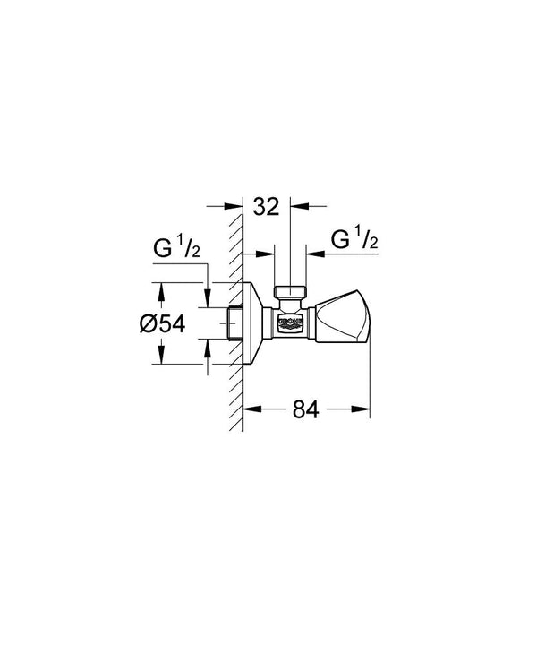 Angle valve 1/2" 22 940 000 - elbow45.com